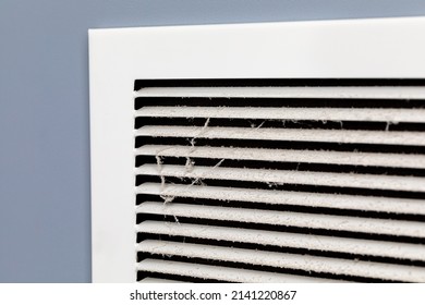 Dirty Air Vent In House. Household Allergies, HVAC Duct Cleaning, Maintenance And House Cleaning Concept.