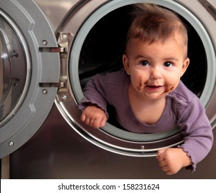 Dirty Baby Inside A Washer