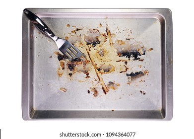 Dirty Baking Tray Isolated On White Background
