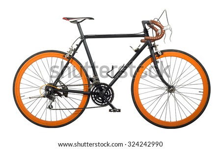 Dirty bicycle cut for white isolated with copy space.