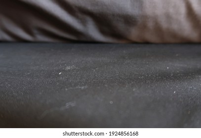 Dirty Black Gross Bed Sheet Full Of Dust Dirt Debris  And Invisible Harmful Dust Mites Affect Health Problem Like Allergy