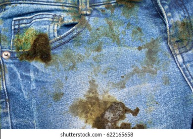 dirty black oil stain on jean texture - Shutterstock ID 622165658