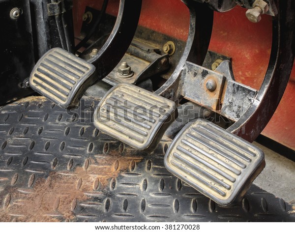 Dirty Brake Clutch Accelerator Gear Shifter Stockfoto Redigera Nu