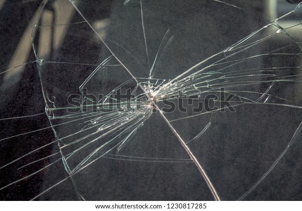 Dirty broken auto\
glass