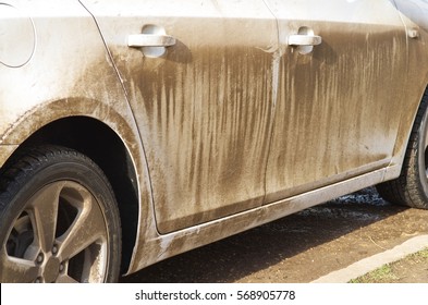 Dirty Car Side. Element Of Design.