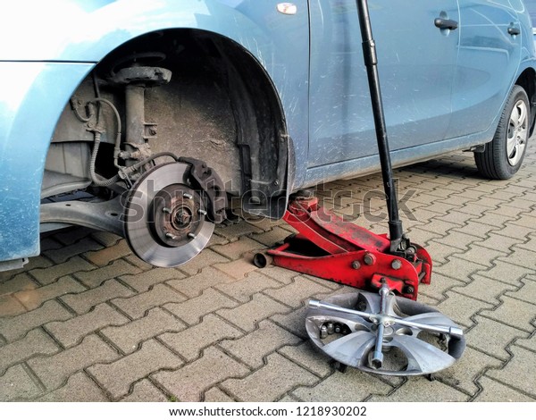 Dirty Car Without Wheel Lift By Stock Photo Edit Now