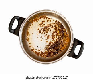 Dirty Cooking Pot On A White Background.