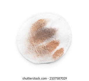 Dirty Cotton Pad After Removing Makeup On White Background