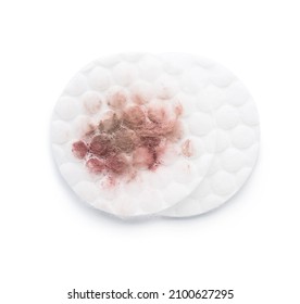 Dirty Cotton Pad On White Background