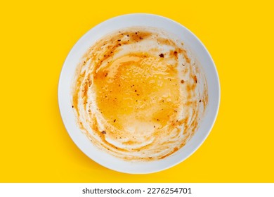 Dirty dish on yellow background. Top view - Shutterstock ID 2276254701