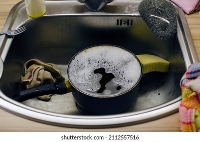 Dirty Dishes Brashes Wet Rags Sink Stock Photo 2112557516 | Shutterstock