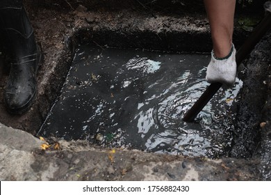 dirty drain pipe cleaning.  Drain cleaning - unclogging services