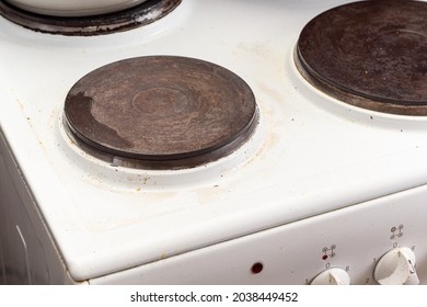 Dirty Electric Stove. Grease Spots