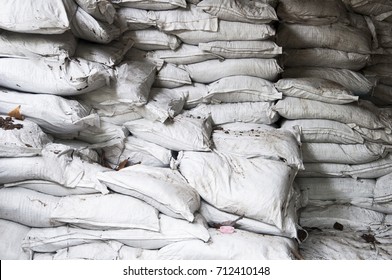 Dirty Fertilizer Sack In The Storage 