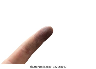 dirty finger on a white background