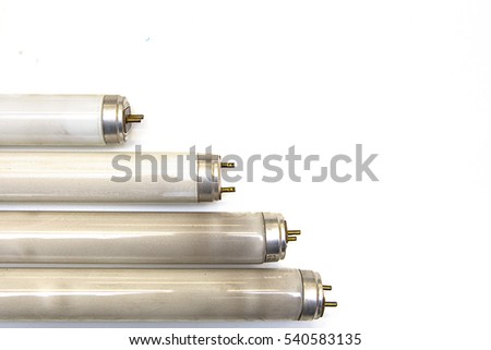 the dirty of Fluorescent Tubes on White Background. Isolated.