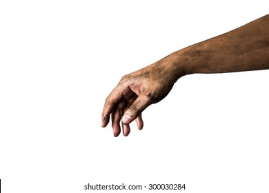 dirty hand isolated on a white background