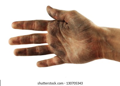 Dirty Hand On White Background