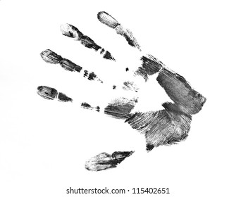 Dirty Hand Print On A White