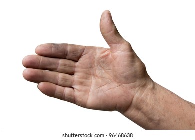 Dirty Hands Of The Old Man On A White Background