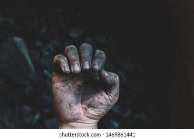 The dirty hands of workers, worker hands.