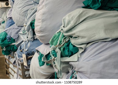 Dirty Hospital Cloth In The Operating Room.