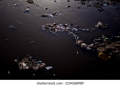 Dirty Kabul River With Garbage In Afghanistan