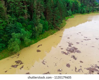 Dirty Lake Water After The Flood. Romania