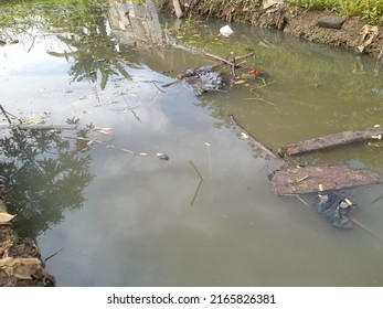 Dirty Lake Water Is Caused By Plastic Waste. Factory Waste Background Concept, Industry, Industrial, Park, Outdoor, Public Awareness, Education,nature,natural,rice Fields,rural,rustic,garden,gardening