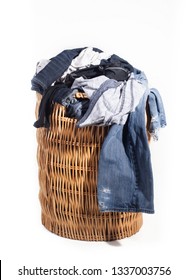 Dirty Laundry In Wicker Hamper