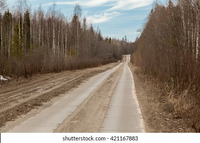 Dirty Logging Road In Spring Forest 