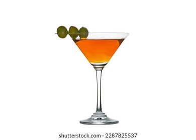 Dirty Manhattan cocktail in martini style glass on white background - Powered by Shutterstock