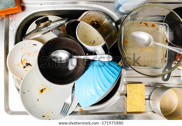 Dirty Messy Dishes Sink View Above Stock Photo 571971880 | Shutterstock