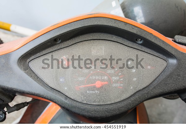 Dirty motorcycle\
dashboard