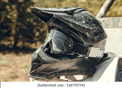 dirtbike helmet and goggles