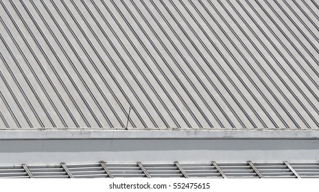 Dirty Old Metal Texture Roof Of Building And Top View.