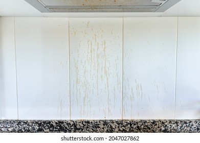 Dirty On Ceramic Wall In Kitchen