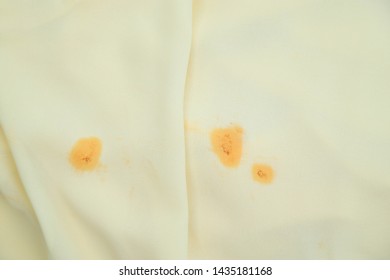 Dirty Orange Sauce Stain On Yellow Shirt From Eating In Daily Life People Daily Life Staining For Cleaning Concept 