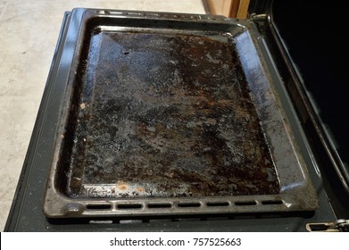 Dirty Oven Baking Tray At Kitchen