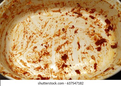 Dirty Pasta Dish. Focus On The Center Of Image. 