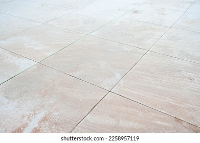 dirty pink tile floor construction industry, interior design - Shutterstock ID 2258957119