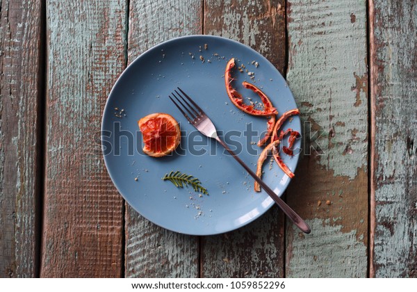 Dirty Plate After Dessert Blood Orange Stock Photo (Edit Now) 1059852296