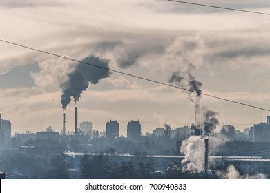 dirty pollution city, pollution pipes in Moscow, Russia