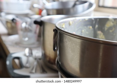 Dirty Pots And Pans Created While Cooking Dinner.