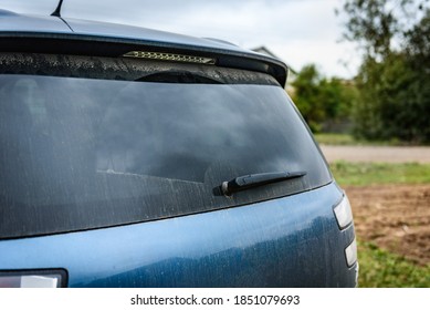 Dirty Rear Window Of The Car.