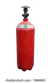 Dirty Red Carbon Dioxide [co2] Cylinder - Isolated.