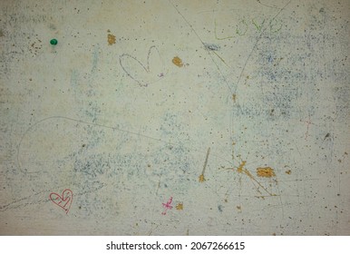 A Dirty,  Scratched White Corkboard