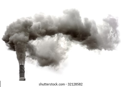 Dirty smoke on the white background, ecology problems