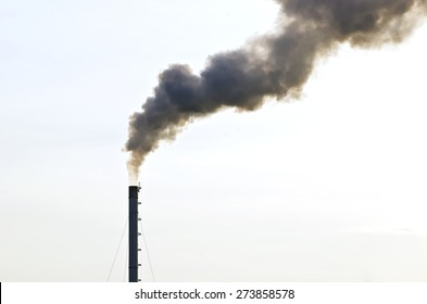 Dirty Smoke From Smokestack On White Background