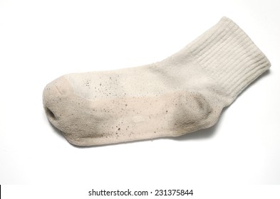 dirty sock on a white background